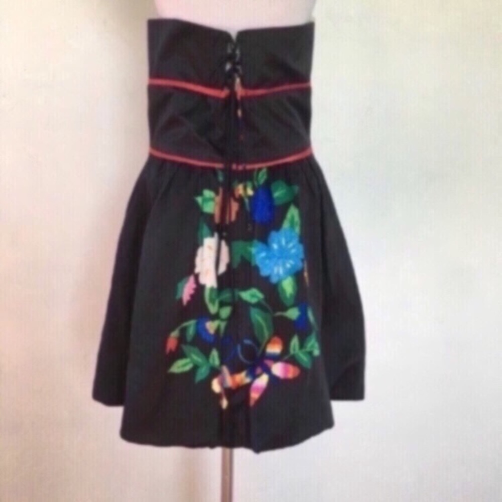 Vtg Voom Joy Han Silk Floral Rockabilly Dress M - Picture 4 of 5